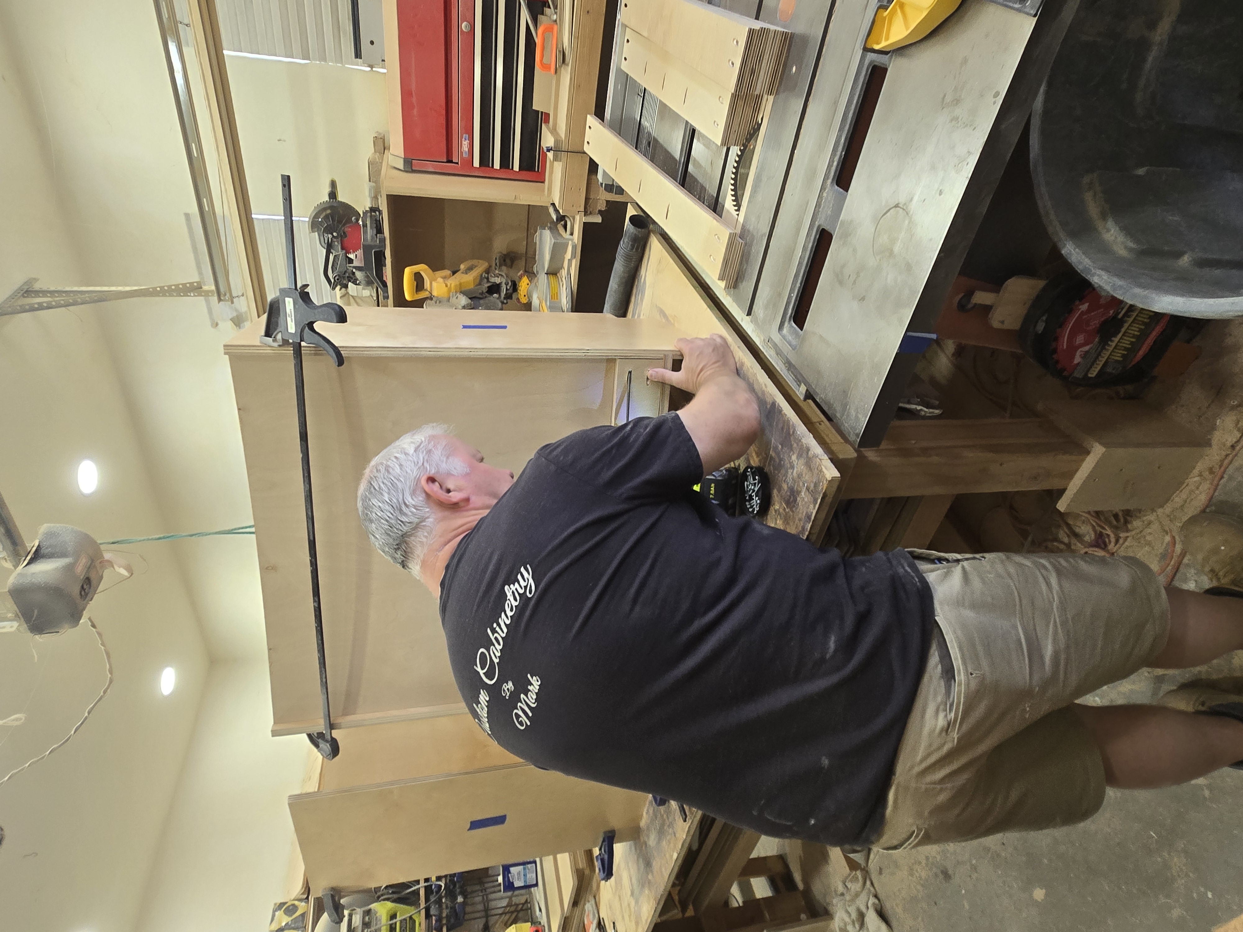 Mark building cabinet boxes in the workshop