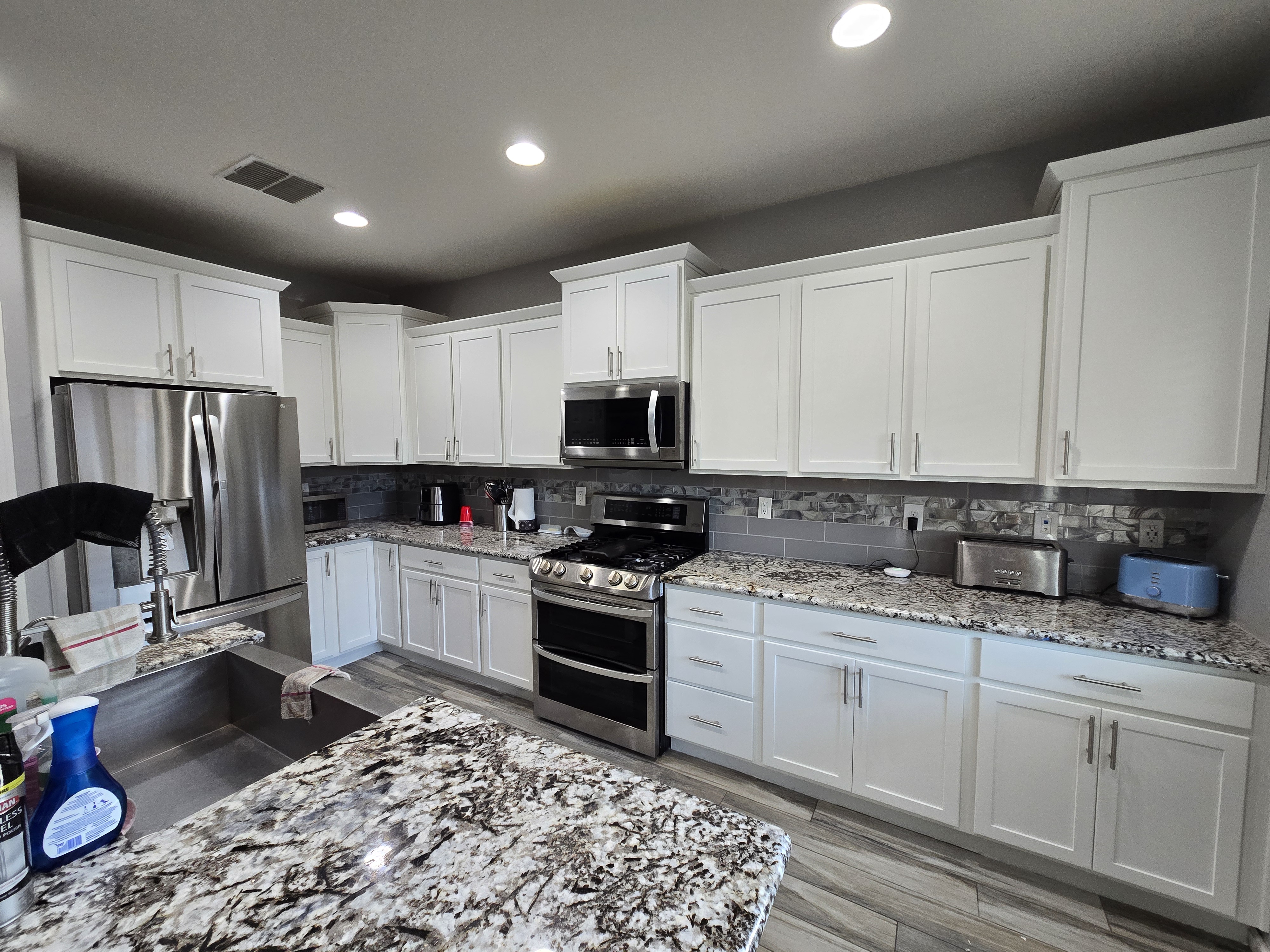 Cabinet refinish espresso to white Gilbert AZ